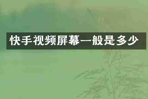 快手视频屏幕一般是多少