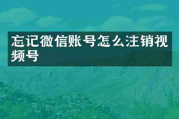 忘记微信账号怎么注销视频号
