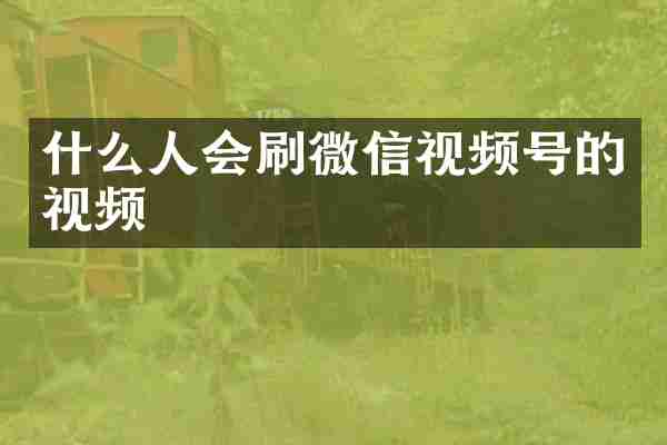什么人会刷微信视频号的视频