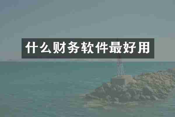 什么财务软件最好用