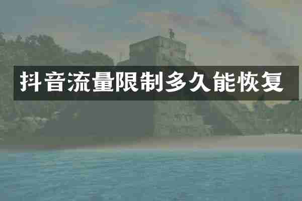 抖音流量限制多久能恢复