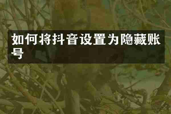 如何将抖音设置为隐藏账号