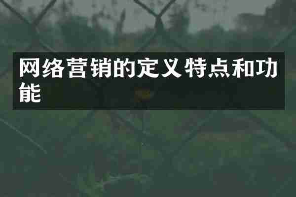 网络营销的定义特点和功能