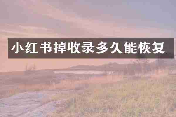 小红书掉收录多久能恢复