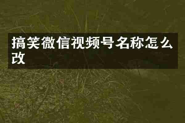 搞笑微信视频号名称怎么改