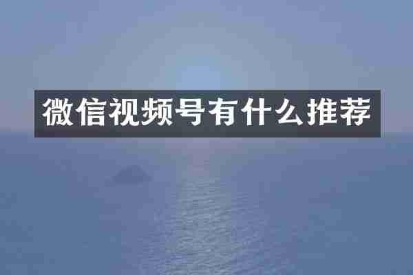 微信视频号有什么推荐