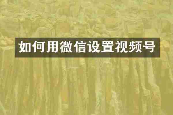 如何用微信设置视频号
