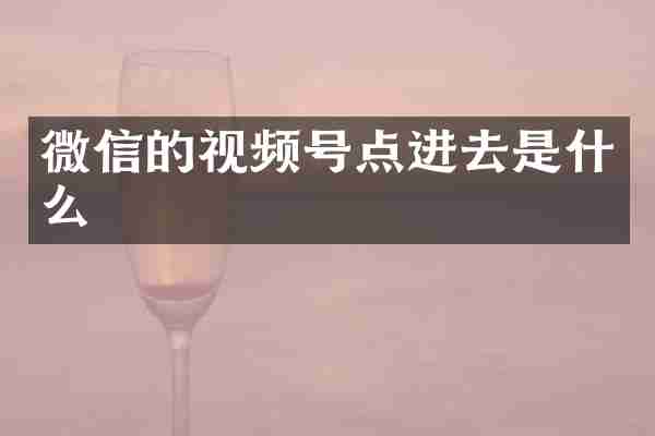 微信的视频号点进去是什么