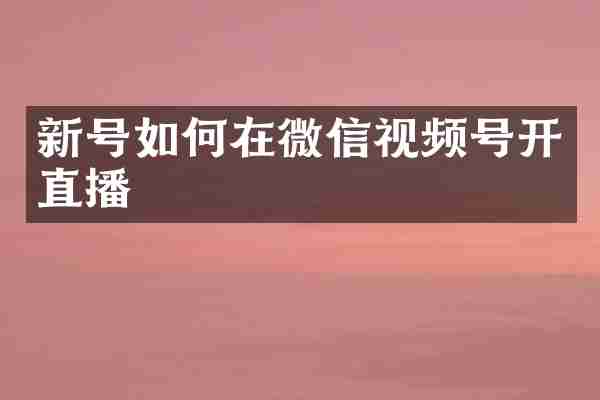 新号如何在微信视频号开直播