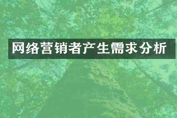 网络营销者产生需求分析