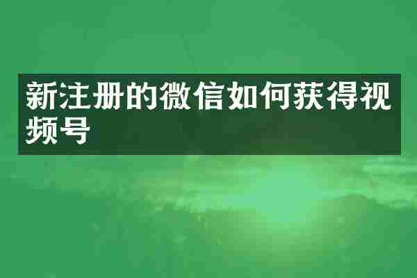 新注册的微信如何获得视频号