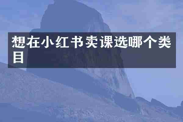 想在小红书卖课选哪个类目