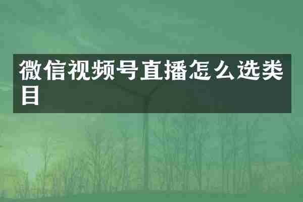 微信视频号直播怎么选类目