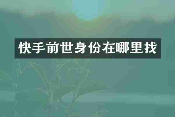 快手前世身份在哪里找