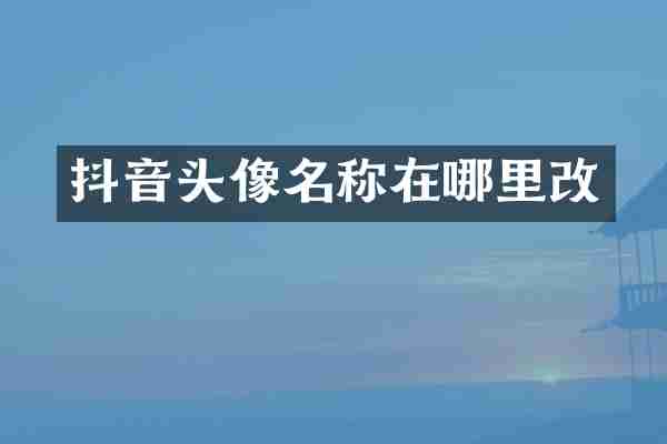 抖音头像名称在哪里改