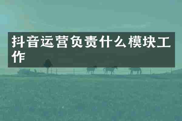 抖音运营负责什么模块工作