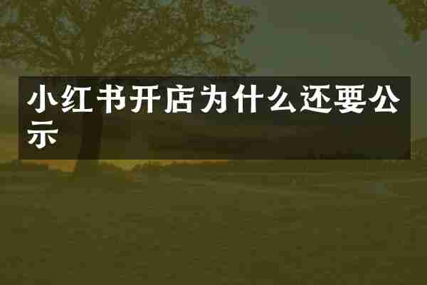 小红书开店为什么还要公示