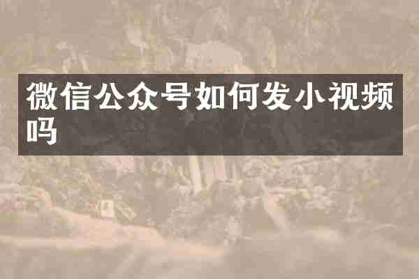 微信公众号如何发小视频吗