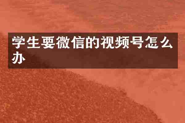 学生要微信的视频号怎么办