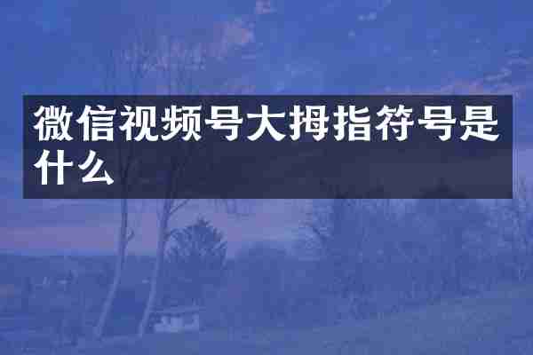 微信视频号大拇指符号是什么