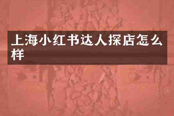 上海小红书达人探店怎么样