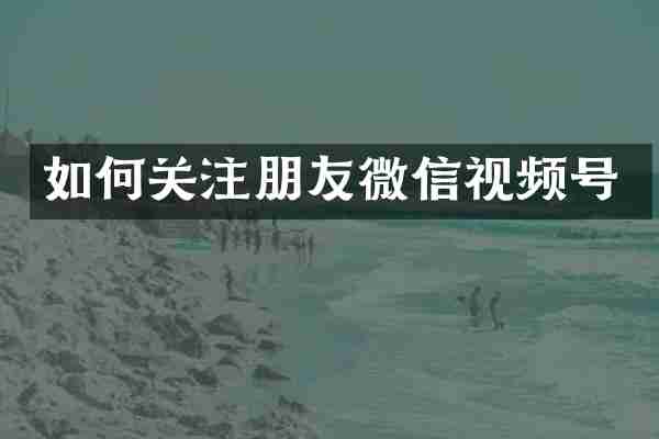如何关注朋友微信视频号