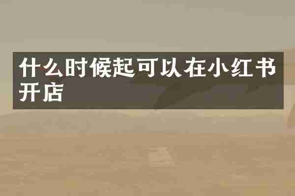什么时候起可以在小红书开店