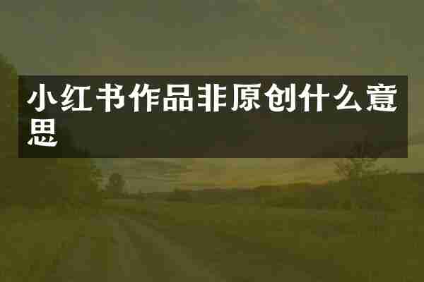 小红书作品非原创什么意思