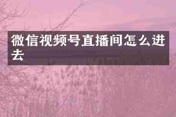 微信视频号直播间怎么进去