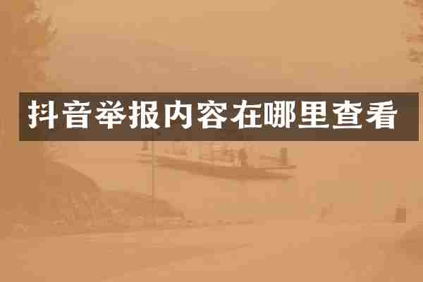 抖音举报内容在哪里查看