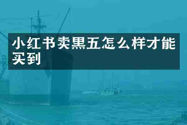 小红书卖黑五怎么样才能买到