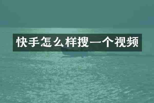 快手怎么样搜一个视频