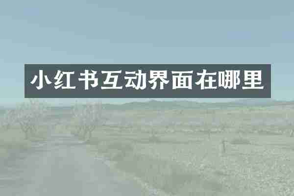 小红书互动界面在哪里