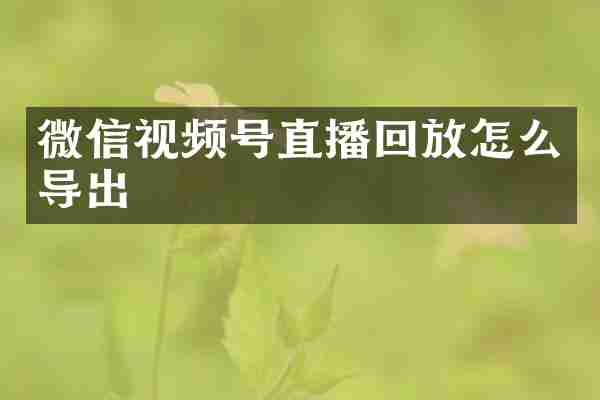 微信视频号直播回放怎么导出