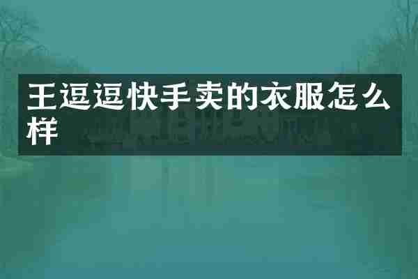 王逗逗快手卖的衣服怎么样