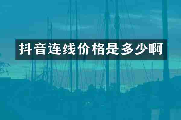 抖音连线价格是多少啊