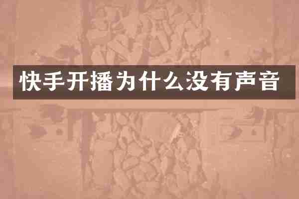 快手开播为什么没有声音