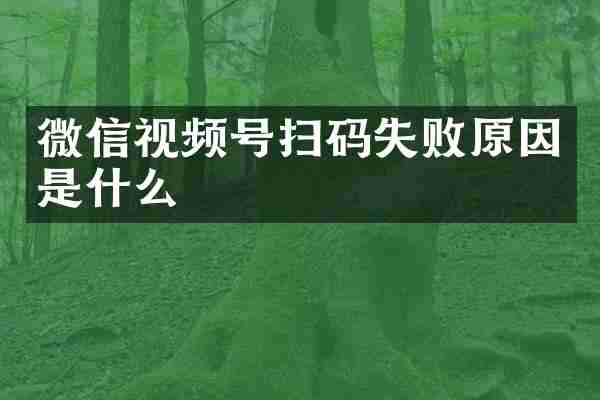 微信视频号扫码失败原因是什么