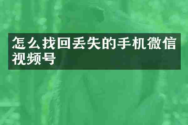 怎么找回丢失的手机微信视频号