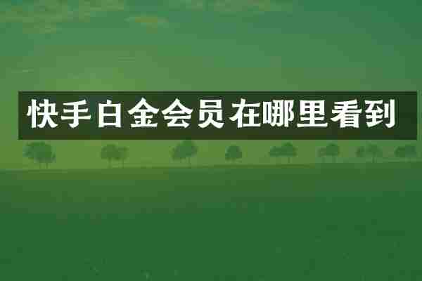 快手白金会员在哪里看到
