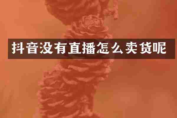 抖音没有直播怎么卖货呢
