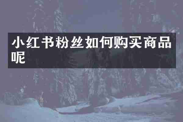 小红书粉丝如何购买商品呢