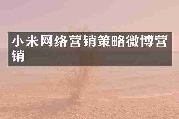 小米网络营销策略微博营销