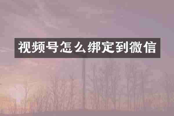 视频号怎么绑定到微信