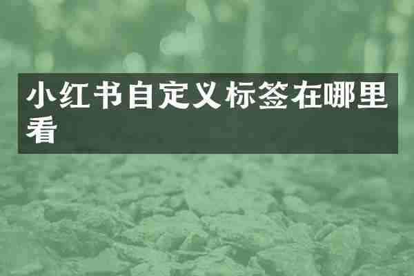 小红书自定义标签在哪里看