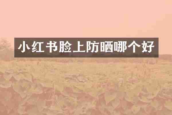 小红书脸上防晒哪个好