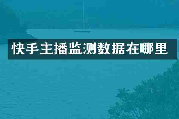 快手主播监测数据在哪里
