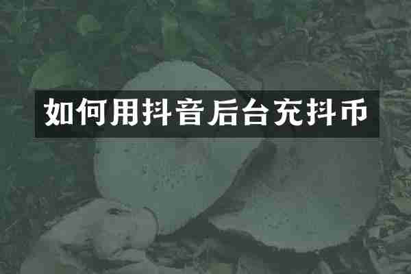 如何用抖音后台充抖币