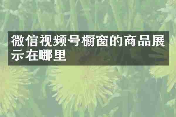 微信视频号橱窗的商品展示在哪里
