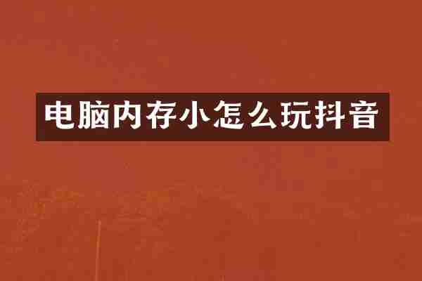 电脑内存小怎么玩抖音